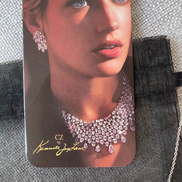 CZ By Kenneth Jay Lane Baguette Open Heart Necklace 2 CTTW 16" w/Gift Bag - Picture 8 of 8